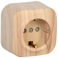 Розетка с заземлением накладная IEK Glory РСш20-3-ХС 1-м. шторки сосна картинка